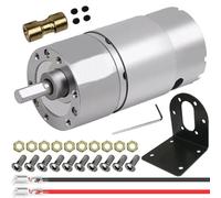 JYUDAUFU DC 12V 200RPM Gear Micro Motor High Torque Electric Speed Reduction Gearbox Centric Output Geared Motor for DIY, Robotics, Smart Home Devices, with Bracket, Spring Wire, Coupling