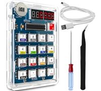 JYUDAUFU DIY Soldering Practice Kit, 6-Digit DIY Calculator Kit USB/Battery Powered with Resistance Reader, Math Games transparent Calculator for School Learning and Office Use with USB cable & Tools