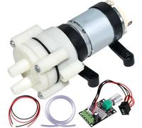 JYUDAUFU R385 DC 6-12V Water Pump Water Cooling Mini Air Diaphragm Pump Micro Vacuum Pump with Water Pipe, Switch, Spring Wire, for Tea Machine/Fish Tank Oxygen Pump/Water Cooling Box