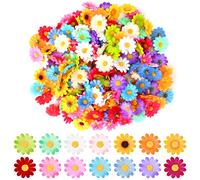 JYUHA 150 PCS Artificial Daisy Flower Heads, Colorful Silk Daisy Flowers Head 4cm Mini Fake Fabric Flowers for DIY Crafts Wreath Gift Wedding Decoration