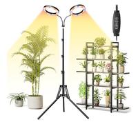 JYUHA Grow Lights for Indoor Plants, 168 LED Full Spectrum Dual-Head Plant Lights with 3/9/12H Timer 3 Color Modes 10 Brightness,100-170cm Height Adjustable Floor Standing Grow Light