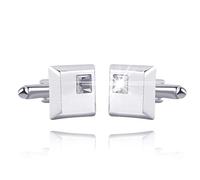 Jyuiipcz A Pair Trendy Silver Color Square Cufflinks Classic Men Blue White Crystal Cuff Links Shirt Cufflink (Color : A) (A) (B)
