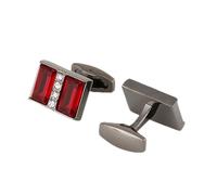 Jyuiipcz Cufflinks Golden Men's Business Banquet Wedding Daily Accessories Gifts Vintage French Shirt Red Crystal Cuff Links (Color : Black Gun Plated) (Black Gun Plated)