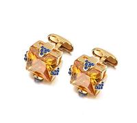 Jyuiipcz Golden Cufflinks Men's Business Banquet Wedding Shirts Jewelry Gifts Top-Grade Crystal Cuff Links