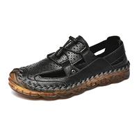 Jyuiipcz Leather Men Sandals Casual Outdoor Beach Sandals Men's Shoes Classic Roman Shoes (Color : Black, Size : 41 Code), Black, 38 code