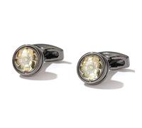Jyuiipcz Men's Cufflinks Jewelry Round Flower Pattern Gun Black Cuff Links Business Banquet Dating Gifts