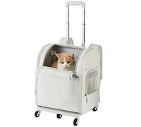 Jyuiipcz Wheeled Cat Carrier Backpack Rolling Pet Carrier Removable Wheels and Mesh Ventilation Suits Puppy Cat Rabbit Traveling for Travel and Outgoing
