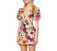 JYVDggKKW 3d Floral Embroidery Dress Clear Mesh V Neck Puff Short Sleeve Prom Dress Bodycon Women's Short Dress S,M,L,X-L,XX-L,3X-L