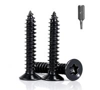 Jyvex Pack of 150 Stainless Steel Screws Black Countersunk Head M4 x 10 mm Wood Screws Black Torx for Acoustic Panels Accessories, Self-Tapping Screws with Chipboard Full Thread, Universal Screws