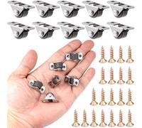 JYvivid 10 Pcs 1/2'' Low Profile Casters, Mini Caster Wheels, Small Caster Wheels, Small Wheels for Furniture, Drawer (Non Swivel)