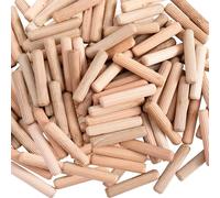 JYvivid 100 Pcs Wooden Dowel Pins, Hardwood Wood Dowel Pegs, Fluted Wooden Pegs, Wood Dowels for Crafts, Furniture (3/8" x2'')