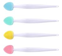 JYvivid 4 Pcs Double-Sided Pore Cleaning Brush, Lip Scrubber, Silicone Lip Brush Exfoliator, Lip Scrubber Exfoliator for Dark Lips, Face (4 Colors-2,Heart)