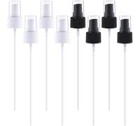 JYvivid 8 Pcs Spray Bottle Top, Nozzle Sprayer Tops Replacement, Fine Mist Spray Caps with 5.9" Dip Tube, Plastic Sprayer Pump for Essential Oil, Cleaning Solutions - White&Black (24/410 Cap Size)
