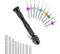 Jyvlucient Pin Vise Hand Drill Precision 36PCS Mini Hand Drill Bit Set Micro Mini Twist Drilling Bits 0.5-3mm and PCB Drill 0.1-1mm for Model Making Electronic Drilling Holes Woodworking Jewelry DIY