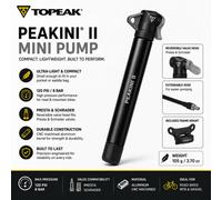 Topeak Peakini Ii Mini Pump 90 Psi Black