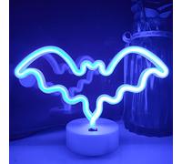 JYWJ Bat Neon Signs With Holder Base,USB or 3-AA Battery Powered Neon Light,LED Lights Table Decoration,Kids Birthday Gift,Wedding Party Supplies Business Gifts Neon Signs (Blue)