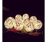 JYWJ Red Sakura (Cherry) Flowers White Color Chinese/Japanese Small Cloth Lantern/Lamp 3" Diameter LED String Light Length 78.7" 2-AA Battery Powered & USB Charger Gift for Kids