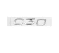 JYWLKQ Car Emblem for Volvo C30 2006-2013, Badge Logo Sticker Front Rear Badge Emblems Rear Trunk Emblem Letters Decor Decal Replacement Accessories,C30-Silver