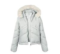 Jywmsc Women's Cropped Puffer Jacket Winter Hooded Puffy Coat Short Quilted Down Thermal Vest Outwear