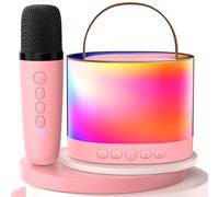 JYX Karaoke Machine for Kids Adults, Portable Bluetooth Speaker with 2 Microphones, Support TF/AUX Input/Funny Magic Voice, Great Gifts for Birthday Party Boys Girls (Rose-1 Mic)