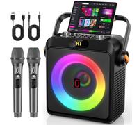 JYX Karaoke Machine with 2 Wireless Microphones for Adults, Bluetooth 5.3 Speaker with Upgraded Subwoofer, Bass Boost | Home Party PA System, Outdoor Gatherings, Support TV/AUX/USB/TF Card/Live (80W)