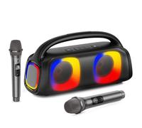JYX Karaoke Machine with 2 Wireless Microphones, Portable Bluetooth Speaker PA System with ECHO and RGB LED Lights, Supports USB/AUX/SD Card/REC, Ideal for Home Party and Outdoor Use