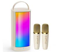 JYX Mini Karaoke Machine for Kids and Adults, Portable Bluetooth 5.3 Karaoke Speaker with 2 Wireless Microphones, Popular Birthday Gifts for Girls Boys Age 3-12+, Singing Machine with Party Lights