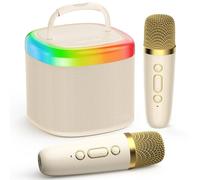 JYX Mini Karaoke Machine for Kids, Portable Bluetooth Karaoke Speaker with 2 Wireless Microphones and Party Lights, Birthday Gift Toy for Girls and Boys Ages 3-12 for Singing and Home Party