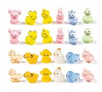 JYXNU 24pcs Mini Luminous Animals in Resin, Cute Miniature Figurines, Miniature Figures of the Twelve Zodiac Animals for Dollhouses Micro Landscape, Garden, Aquarium