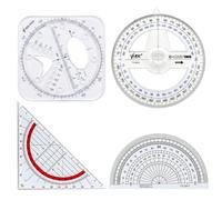JYXNU 4 x Protractor, Set Square Triangle, Circle Protractor, 360 Degree, Ruler Made of Plastic, Transparent Protractor, Office Maths School Set, Stationery for Students, Math Measuring Tools