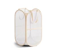 JYXNU Foldable Laundry Basket Pop Up Laundry Hamper with Handle Large Mesh Laundry Bin Foldable Laundry Baskets for Dirty Clothes Toys Children's Room 34 x 34 x 58 cm
