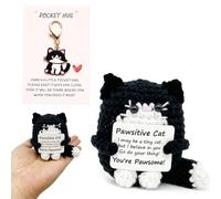 JYXNU Set of 1 Positive Crocheted Cats and 1 Keyring Emotional Support Cat Handmade Knitted Doll Courage Positive Gifts for Friends Colleagues