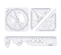 JYXNU Set of 4 Ruler Geometry Ruler Set Architect Scale Ruler Set Protractor Drawing Set Protractor Measuring Tool for Schoolers School Draftsmen, Geometry Accessories, Ideal for Precise Drawing