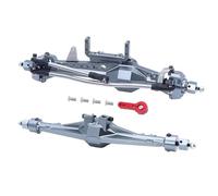 JYYTERD RC Car Front Rear Axle For Axial For SCX10 III 1/10 RC Crawler Car Upgrade Parts CNC Aluminum Front Rear Straight Complete Axle(Silver)