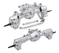 JYYTERD RC Car Front Rear Axle For Redcat For Ascent-18 1/18 RC Crawler Upgrade CNC Aluminum Front Rear Portal Axle Complete Axles Set With Servo Mount(Silver,1Set)