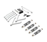 JYYTERD Rc car shock absorber For FMS For FCX24 1/24 RC Car Upgrade Parts Accessories Metal For Chassis Links Pull Rods And Oil Shock Absorber Set(Silver)