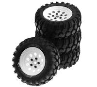 JYYTERD RC Car Tires For Traxxas For TRX4 D90 D110 For Axial For SCX10 1/10 RC Crawler Car 93mm Metal 1.9" Beadlock Wheel Rim Rubber Tire Set 4pcs(White)
