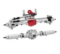 JYYTERD RC Crawler Axle For Axial AR44 90047 90046 AX90060 For Builders 1/10 RC Crawler Upgrade Kit Aluminum Alloy CNC Front Rear Axle Set 30T/8T(Silver,Front and Rear)