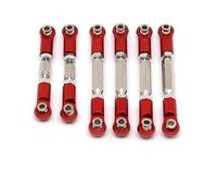JYYTERD RC Links Linkage For Arrma For Senton For Granite For MEGA 550 1/10 rc Car Parts Metal Adjustable Tie Rods Turnbuckles Toe Links Linkage Set(Red)