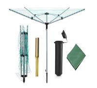 JYZ 60M Rotary Washing Line Heavy Duty 4 Arm Rotary Clothes Airer Outdoor Portable Garden Clothes Dryer with Ground Spike & Cover Folding Umbrella Rotary Clothes Dryer Rack Large Rotary Airers