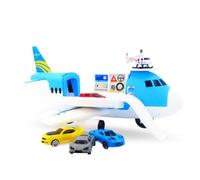 JYZ Kids Aeroplane Toys with Car Transporter & Helicopter, Friction-Powered Airplane Toy Set for Boys Girls Age 3+, STEM Learning Toy