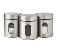 JYZ Silver Storage Canisters Set of 3 | Airtight Tea, Coffee & Sugar Containers with Screw-On Lids | Modern Kitchen Organization & Storage Jars | Stainless Steel Canisters