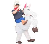 JYZCOS Inflatable Cowboy Costume Riding a Horse Western Fancy Dress for Men Women Halloween Party Suit (Adult White)