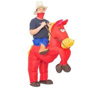 JYZCOS Inflatable Cowboy Costume Western Horse Rider Fancy Dress for Men Women Halloween Party Suit - red - One Size