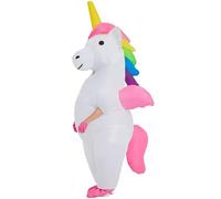 JYZCOS Winged Rainbow Unicorn Inflatable Costume Adult Size Blow Up Suit Halloween Cosplay Party(White)