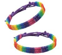 JYZPJ 2 Pcs Gay Pride Bracelet Lgbt Rainbow Bracelet Gay Pride Accessories Adjustable Friendship Wristbands Wrist Bands Men Women Unisex Handmade (purple)