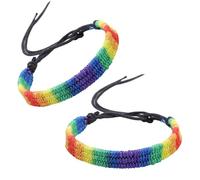 JYZPJ 2 Pcs Gay Pride Bracelet Lgbt Rainbow Pride Accessories Adjustable Friendship Wristbands Wrist Bands Men Women Unisex Handmade (black)