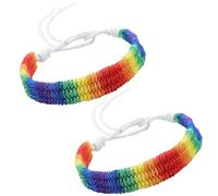 JYZPJ 2 Pcs Gay Pride Bracelet Lgbt Rainbow Pride Accessories Adjustable Friendship Wristbands Wrist Bands Men Women Unisex Handmade (white)