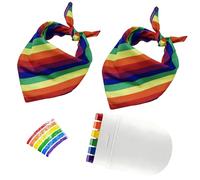 JYZPJ 2 Pcs Rainbow Bandana and 1pcs Rainbow Face Paint Pride (TYPE-A)