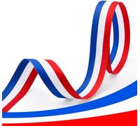 JYZPJ Red White and Blue Ribbon 20mm x 2m for VJ-Day 80th Anniversary Two-Sided Coronation Ribbon Blue Striped Union Jack Pageant British Craft Holiday Party Decoration Wrapping Crafting (2mX20mm)